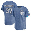 Silnrao W.Nationals #37 Stephen Strasburg Player Blue City Connect Elite Stitched Jerseys