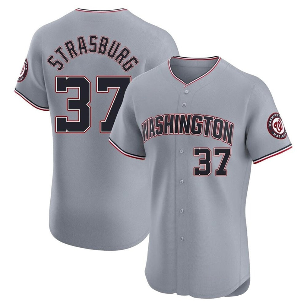 Silnrao W.Nationals #37 Stephen Strasburg Player Gray City Connect Elite Alternate Stitched Jerseys