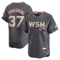 Silnrao W.Nationals #37 Stephen Strasburg Player Gray City Connect Stitched Jerseys