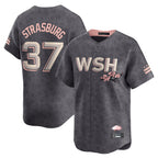 Silnrao W.Nationals #37 Stephen Strasburg Player Gray City Connect Stitched Jerseys