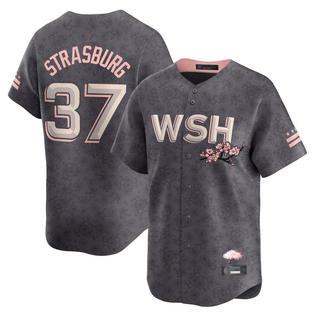 Silnrao W.Nationals #37 Stephen Strasburg Player Gray City Connect Stitched Jerseys