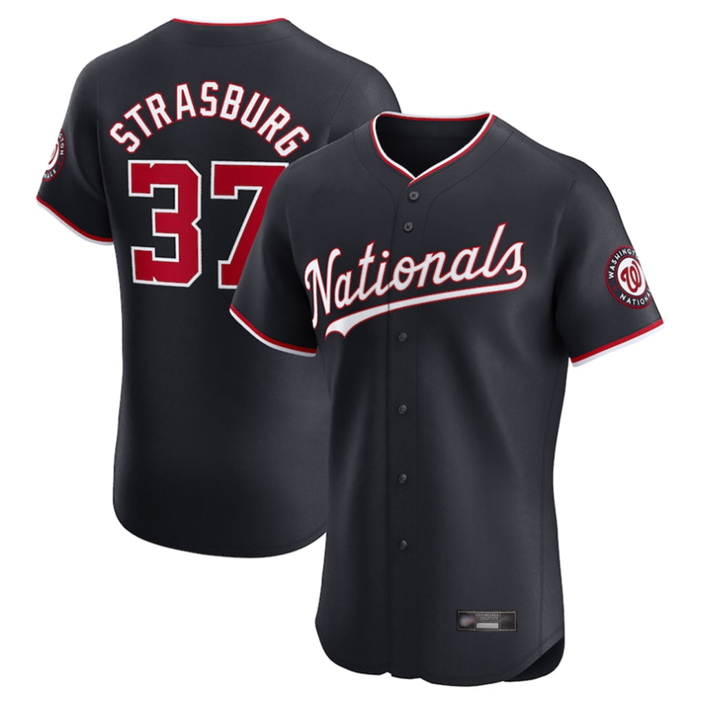 Silnrao W.Nationals #37 Stephen Strasburg Player Navy Elite Stitched Jerseys