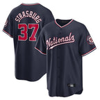 Silnrao W.Nationals #37 Stephen Strasburg Player Navy Replica Stitched Jerseys
