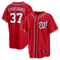 Silnrao W.Nationals #37 Stephen Strasburg Player Red Alternate Replica Player Game Stitched Jerseys