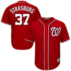 Silnrao W.Nationals #37 Stephen Strasburg Player Red Cool Alternate Player Stitched Jerseys