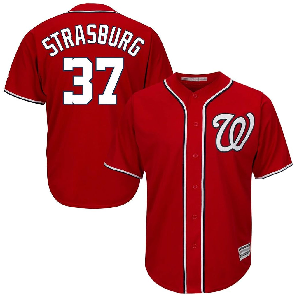 Silnrao W.Nationals #37 Stephen Strasburg Player Red Cool Alternate Player Stitched Jerseys