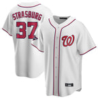 Silnrao W.Nationals #37 Stephen Strasburg Player White Game Stitched Jerseys