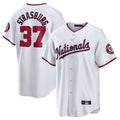 Silnrao W.Nationals #37 Stephen Strasburg Player White Home Game Stitched Jerseys