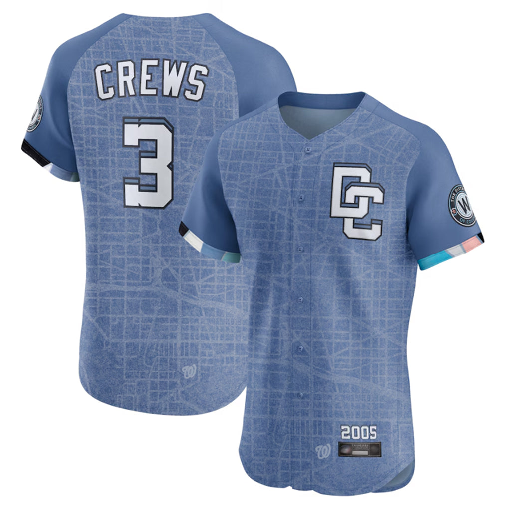 Silnrao W.Nationals #3 Dylan Crews Player Blue City Connect Elite Stitched Jerseys
