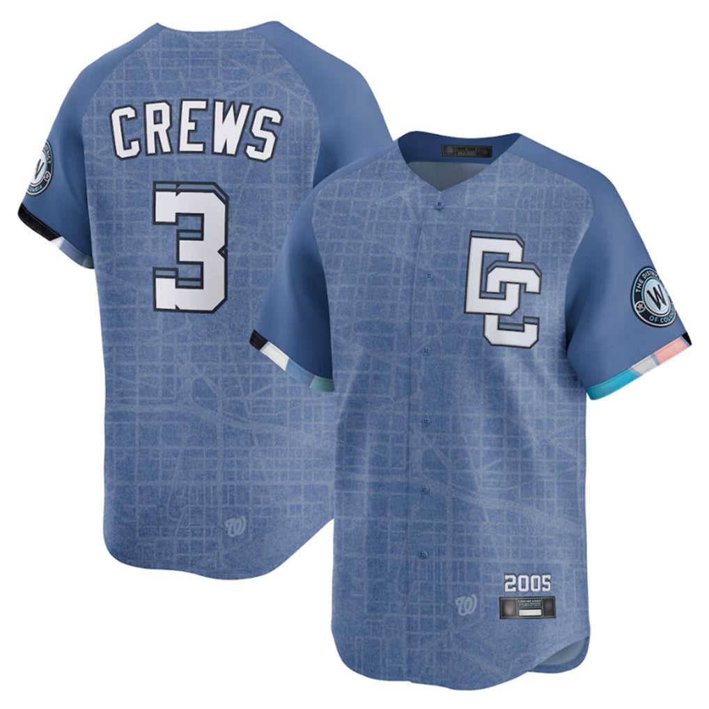 Silnrao W.Nationals #3 Dylan Crews Player Blue Limited City Connect Stitched Jerseys