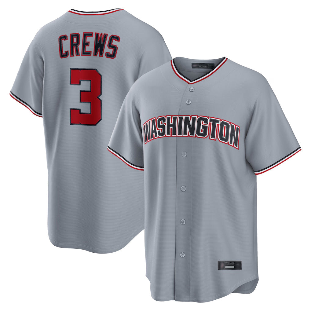 Silnrao W.Nationals #3 Dylan Crews Player Gray Alternate Game Stitched Jerseys