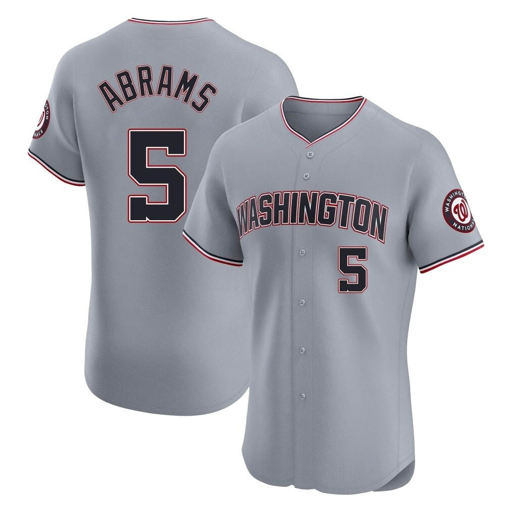 Silnrao W.Nationals #5 CJ Abrams Player Gray Elite Road Replica Stitched Jerseys