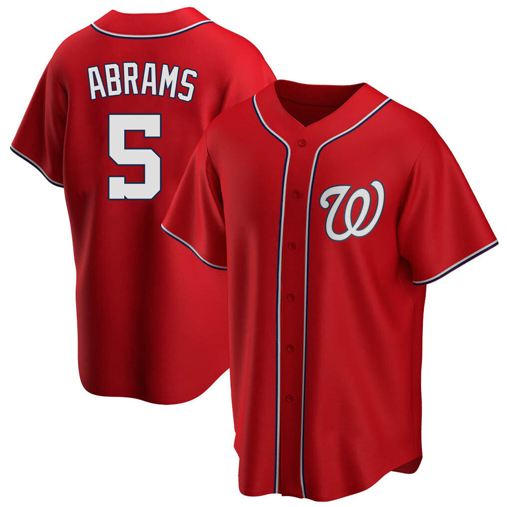 Silnrao W.Nationals #5 CJ Abrams Player Red Replica Alternate Game Jerseys