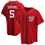 Silnrao W.Nationals #5 CJ Abrams Player Red Replica Alternate Game Jerseys