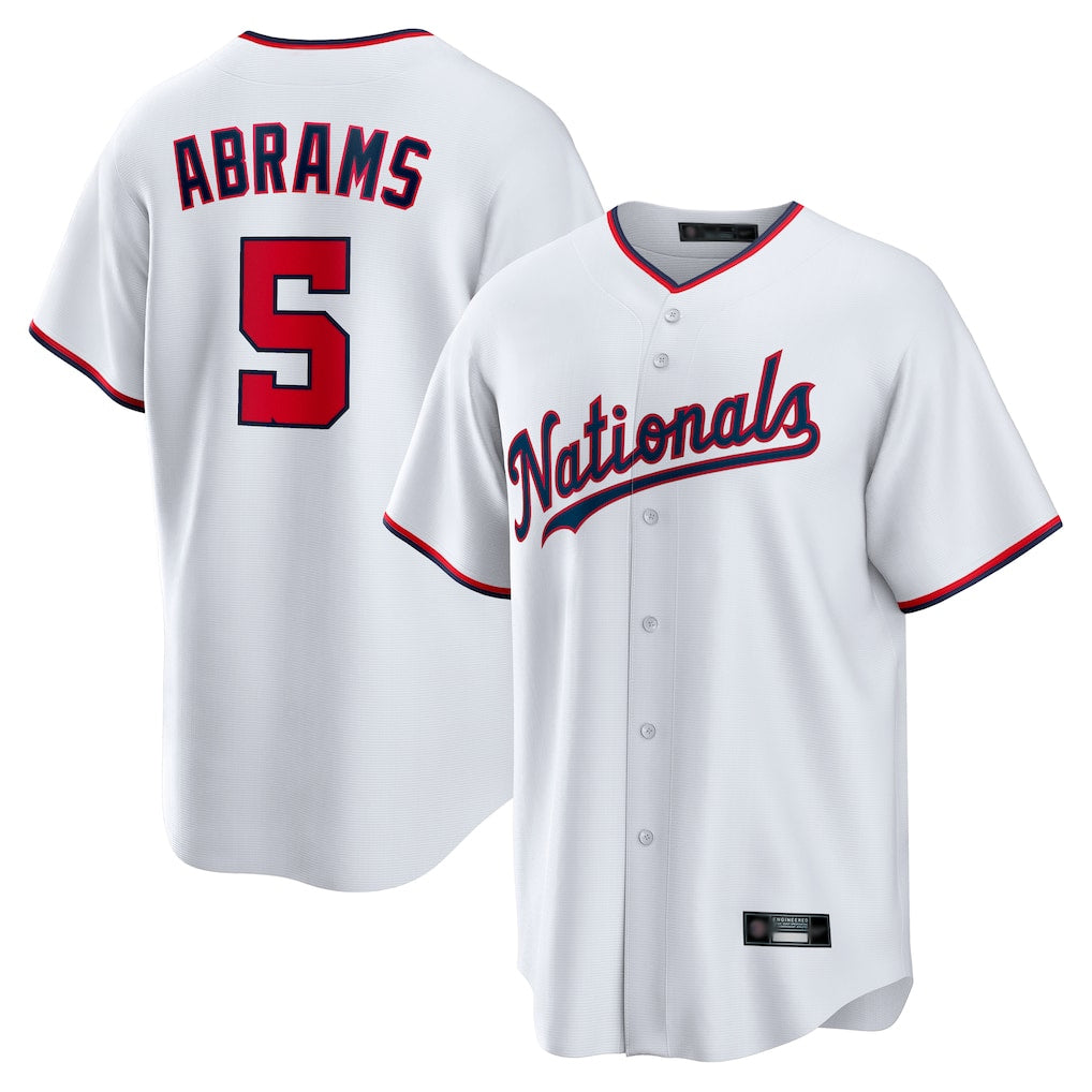 Silnrao W.Nationals #5 CJ Abrams Player White Home Replica Stitched Jerseys