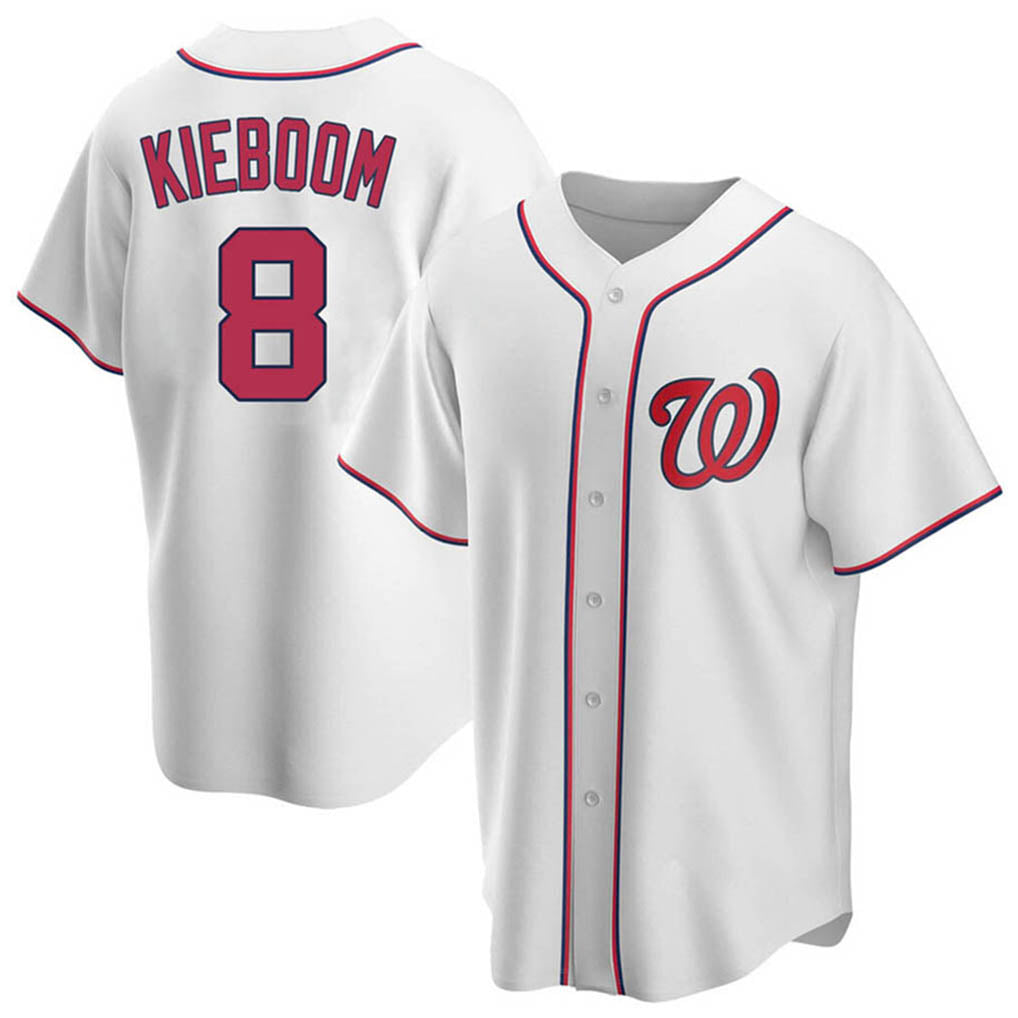 Silnrao W.Nationals #8 Carter Kieboom Player White Home Replica Game Stitched Jerseys