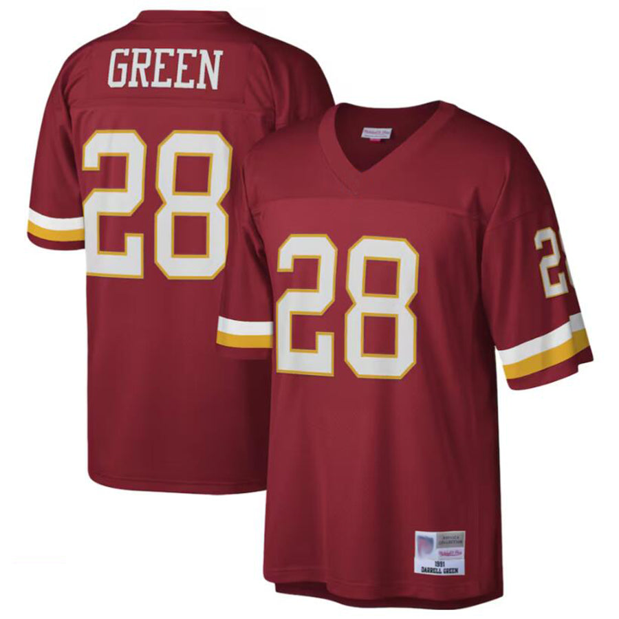 Silnrao Washington Football Team #28 Darrell Green Mitchell & Ness Burgundy Legacy Replica Jersey Stitched Jerseys